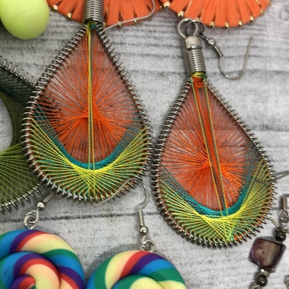 Huge bundle colorful vibrant fun funky boho earrings lot 16 whimsy pop of color. - Picture 7 of 14